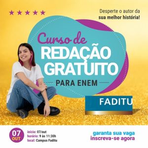 FADITU celebra 54 Anos promovendo Curso Gratuito de Redação para o Enem